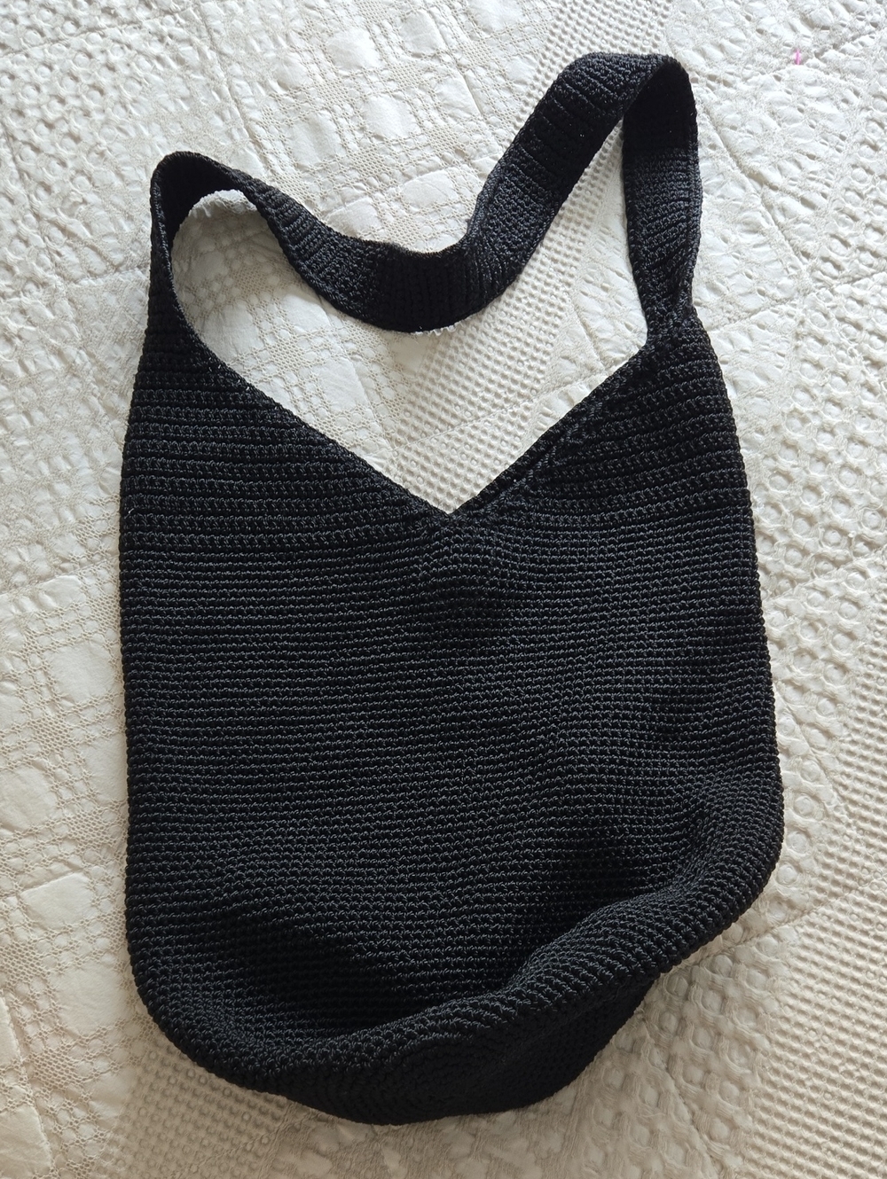 The Sak Black Knit Shoulder Bucket Bag Classic Normcore minimalist